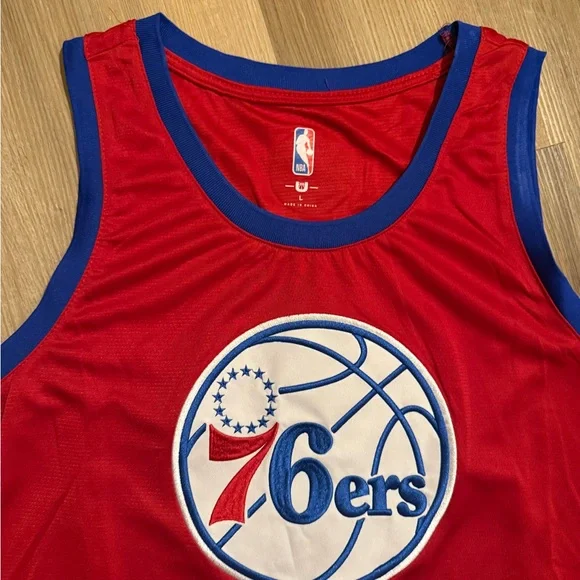 Red Basketball Jersey with Blue Trim